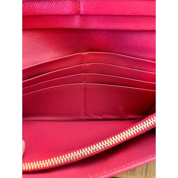 PRADA Pink Saffiano Leather Continental Bow Wallet With Authenticity Card - Picture 11 of 15